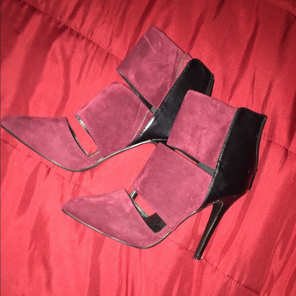 Maroon and black heels